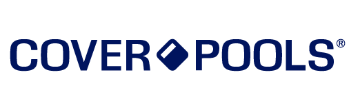 The image displays the COVER POOLS logo, featuring a diamond-shaped symbol between "COVER" and "POOLS" on a light background, representing excellence in pool equipment installation.